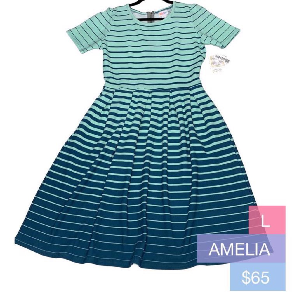 COPY - LuLaRoe Amelia Dress Ombré Dipped Large